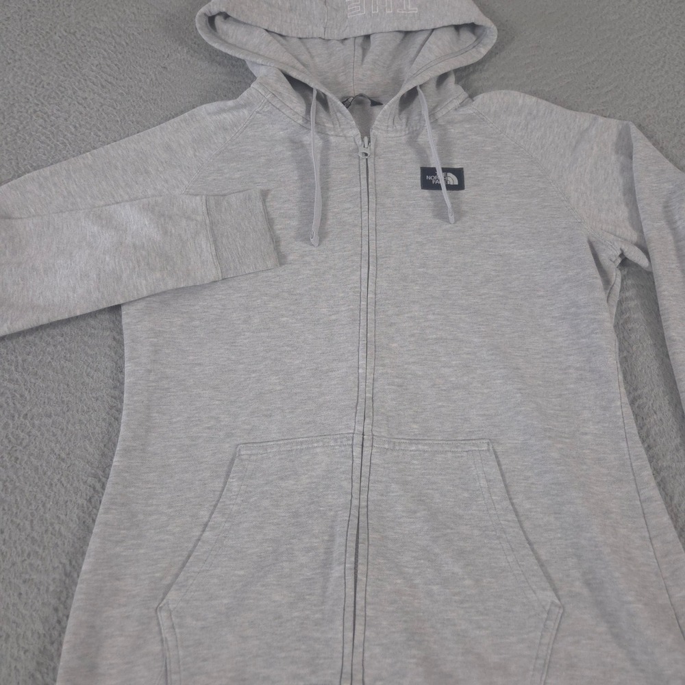 The North Face Hoodie Womens M Gray Rearview Full-Zip Cotton Blend Logo Pockets